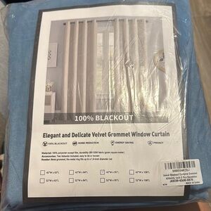 Elegant Velvet Grommet Window Curtain - Blue